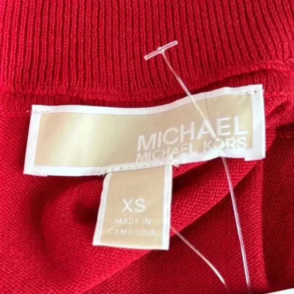 Michael Kors Women’s Red Mock Neck Studded Collar Sweater Size S